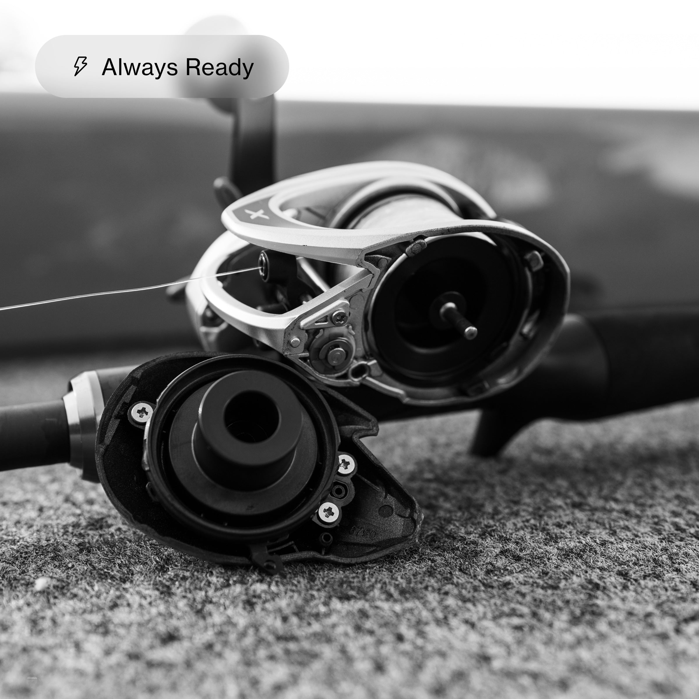 Shot of brake open from reel chassis